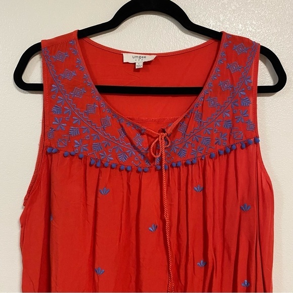 Umgee Embroidered Sleeveless Mini Dress Red Orange Size Large - Picture 9 of 14